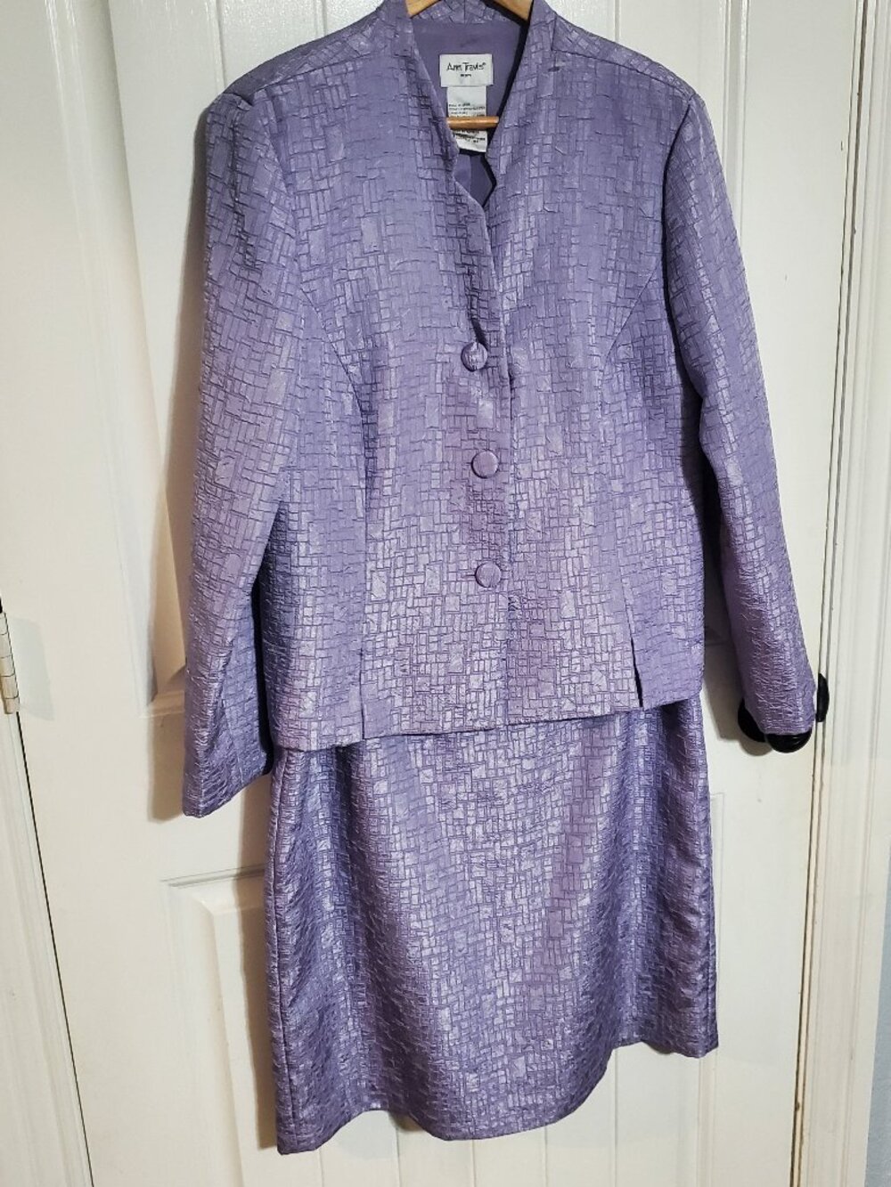 Ann Travis Plus 16Petite Lavender Dress & Blazer Suit Set Vintage 2-Piece Formal